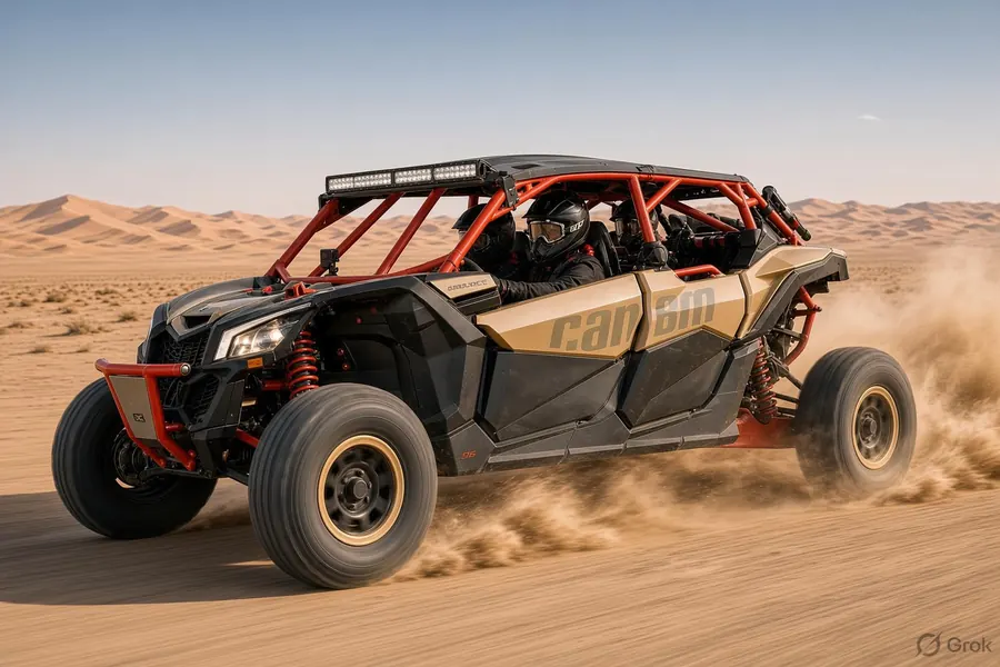 Can-Am Maverick X3 four-seater turbo dune buggy in the Dubai desert